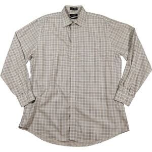 Nordstrom Men's Shop White Blue Button Up Shirt Traditional Fit Size 36 x 17.5